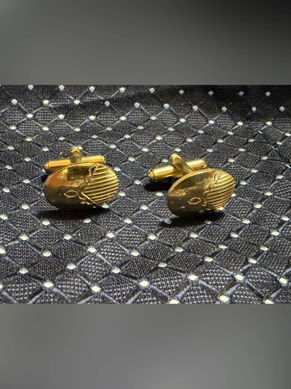 Gold-Tone Oval Cufflinks for Men
